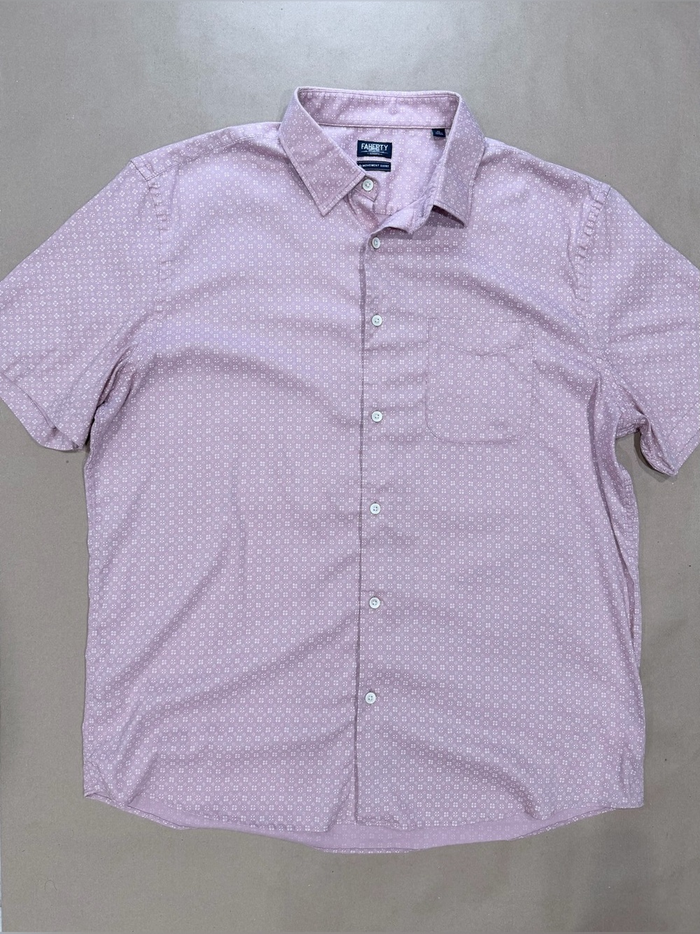 Faherty Reserve The Movement Shirt Men’s XL Pink Short Sleeve Stretch Button Up